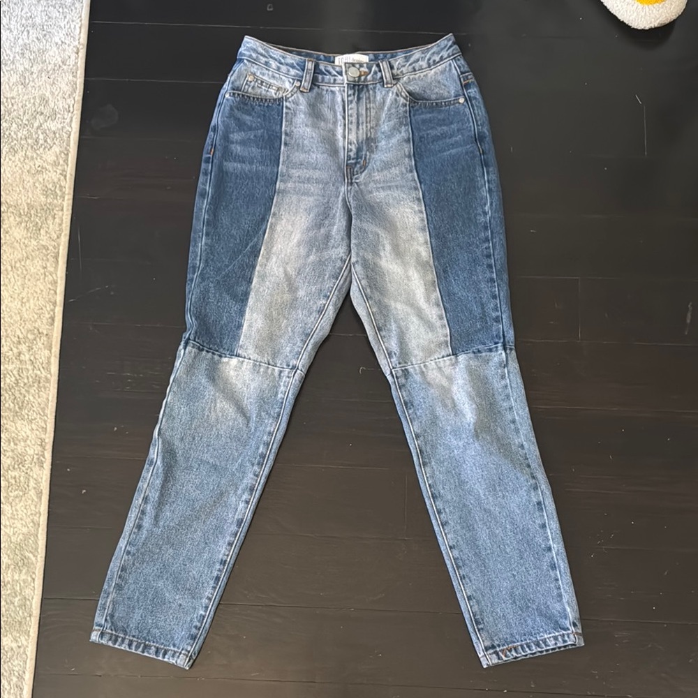 Tobi patchwork straight leg jeans